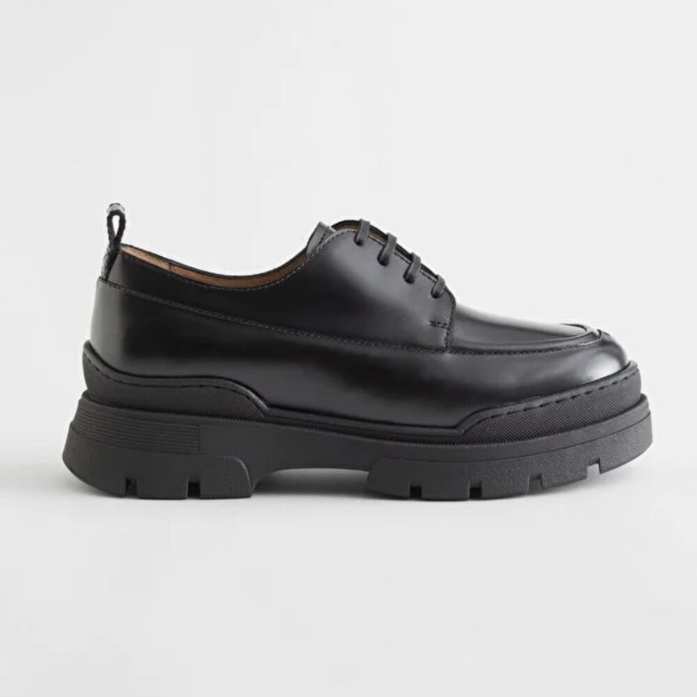 & other Stories Chunky Sole Black Leather Oxfords Size 9.5 W